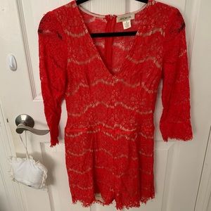 Red lace Romper